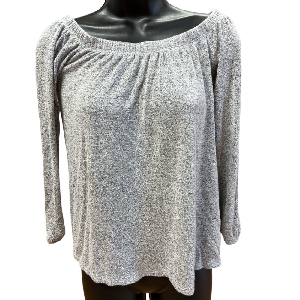 Hollister Heather Gray Lightweight Knit Boatneck Top Sz S